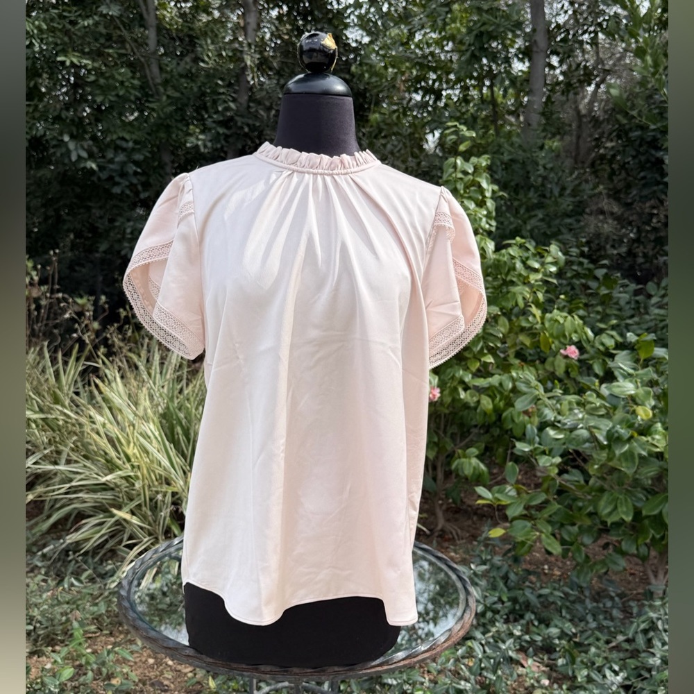 J Crew tulip-sleeve keyhole blouse - size M